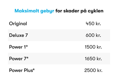 5. Maximum charge for damages to the bike DK